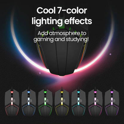 Ενσύρματο RGB Gaming Ποντίκι USB με Οπίσθιο Φωτισμό, Αθόρυβη Λειτουργία, LED Φωτισμό, 1600DPI, για Desktop PC, Notebook, Υπολογιστή, Σπίτι και Γραφείο