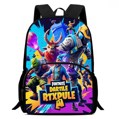 15-инчова Fortnite раница с анимационен дизайн, унисекс, за момчета и момичета, с преден джоб, лека ученическа раница с голям капацитет