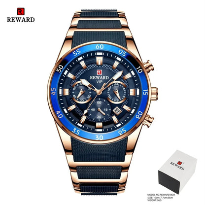 REWARD Men's Watches 81011M Sports Silicone Quartz Men's Watch Waterproof Calendar Chronograph Luminous Watches Men