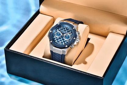 Quartzhorloges voor heren van PAGANI DESIGN – Luxe sportchronograaf, waterdicht, voorzien van lichtgevende wijzers en een saffierglas met antireflectiecoating