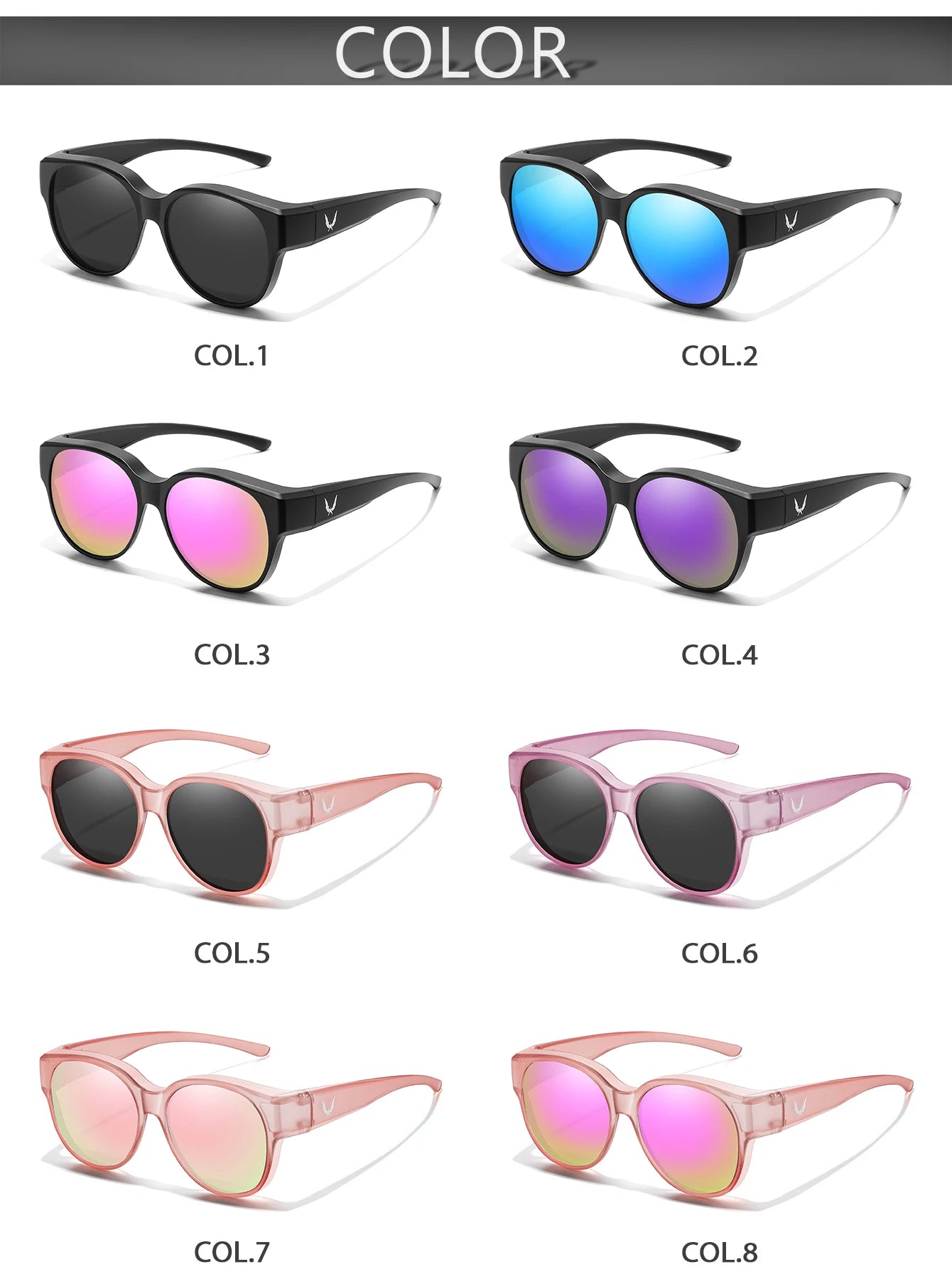 Over Glasses with Box Cover Over Myopia Eyeglasses Unisex Round Shades with UV protection Outdoor Sports Fishing Hiking Cycling