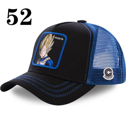 Casquette de baseball imprimée à l'effigie d'un personnage de l'anime Dragon Ball pour hommes et femmes – Casquette hip-hop – Casquette en maille pour camionneur – Protection solaire d'été pour les activités en plein air