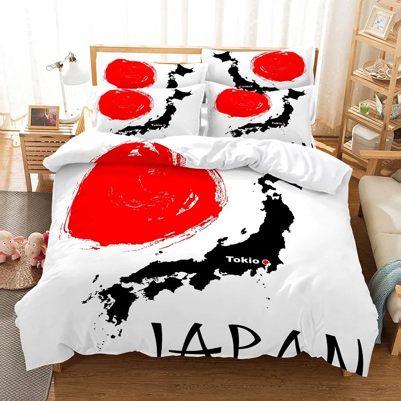 Juego de funda nórdica con pintura de bambú, ropa de cama de estilo chino, conjunto juvenil de lino para cama Queen Size, funda para edredón, ropa de cama de moda