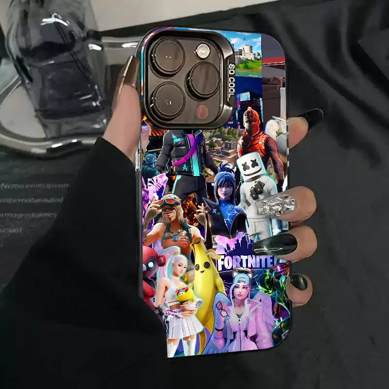 1pc Game F-fornite Phone Case Phone Case IMD Color Silver Shell For IPhone 16 15 14 13 12 11 Pro Max Plus