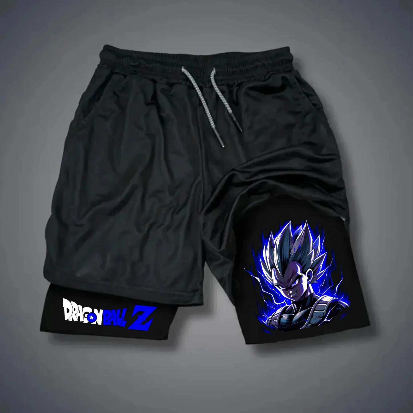2025 Dragon Ball Japanese Animation Peripheral Double-layer Shorts Men's Trend Breathable Loose Sports Five-point Pants