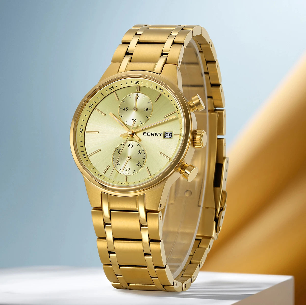 BERNY Watches for Men Fashion Casual Multi-function Chronograph Quartz Men's Watch Luminous Date Colorful Sports Wristwatch