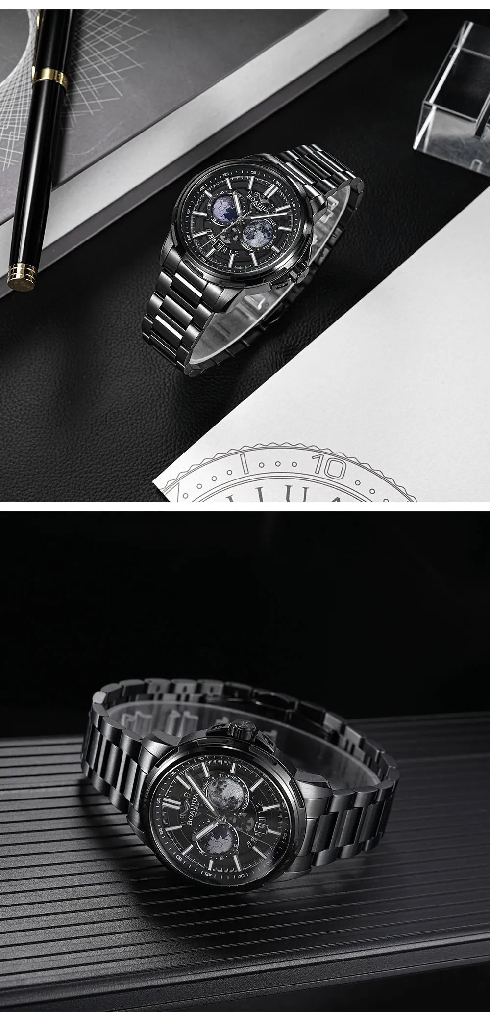 BORIAGE (BOAIJIUA) Automatic Mechanical Watch Creative Starry Sky Watch Water Resistant Mechanical Watches Birthday Gift for Men