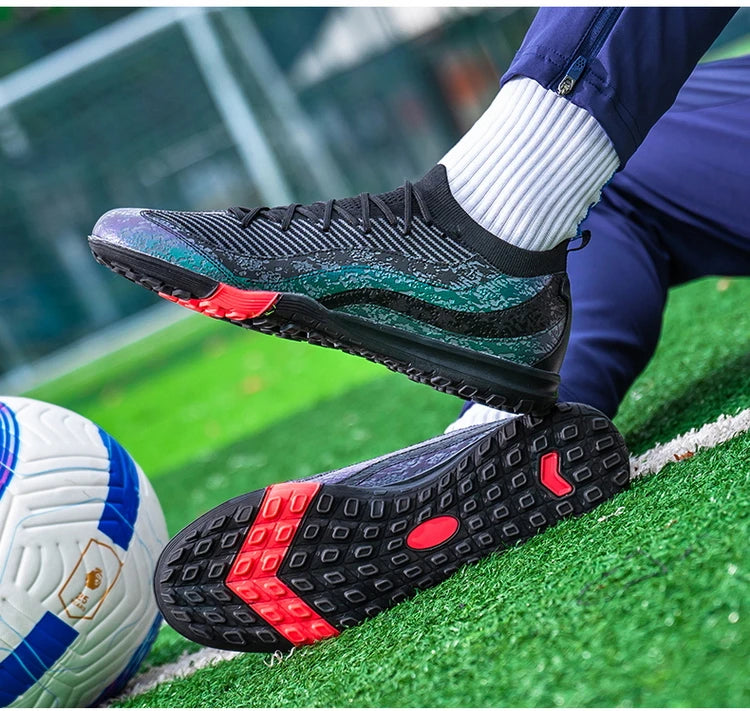 Men Professional Soccer Shoes FG/TF Football Boots Cleats Breathable Non-Slip Training Sneakers for Outdoor Grass Turf  Footwear