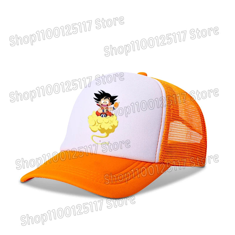 Dragon Ball baseball sapka, anime-nyomtatott sapkák, lélegző, csúcsos sapka, rajzfilm, Goku, nyári sport, snapback, hálós napellenzős sapka, gyermekajándék