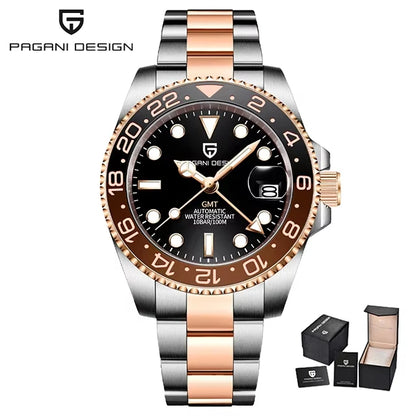 GMT Wristwatch PAGANI DESIGN Automatic Watch 40mm Mens Watch Top Brand Mechanical Watch 100M Waterproof Luminous Watches PD-1662