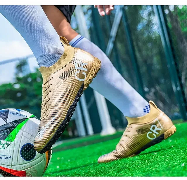Ghete de fotbal pentru copii cu vârf anti-coliziune, închidere cu șireturi, crampoane scurte antiderapante, rezistente la uzură și respirabile, pentru joc pe iarbă în aer liber