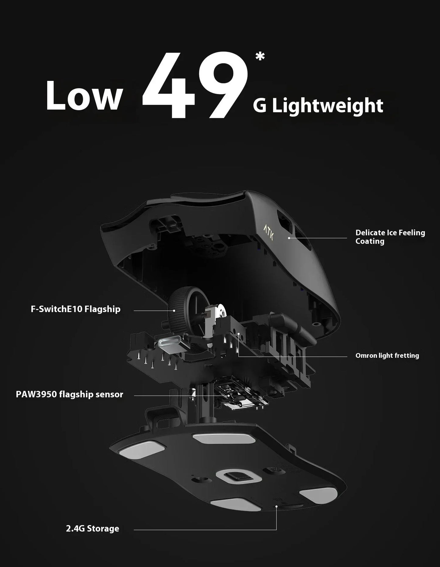 ATK Blazing Sky X1/X1V2 trådløs gamermus 8K med lav latenstid, letvægts FPS Liekong e-sport gamingmus, brugerdefineret pc-tilbehør