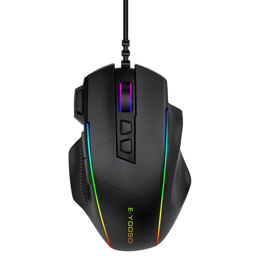 Žična gaming miška E-YOOSO X49 z nastavljivo ločljivostjo 12400 DPI, RGB osvetlitvijo, 8 programabilnimi gumbi in ergonomsko zasnovo za PC in prenosnik