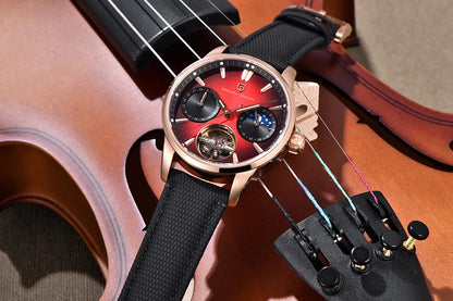 PAGANI DESIGN 41mm Men’s Luxury Mechanical Watch  Sapphire Crystal, Leather Strap & Waterproof