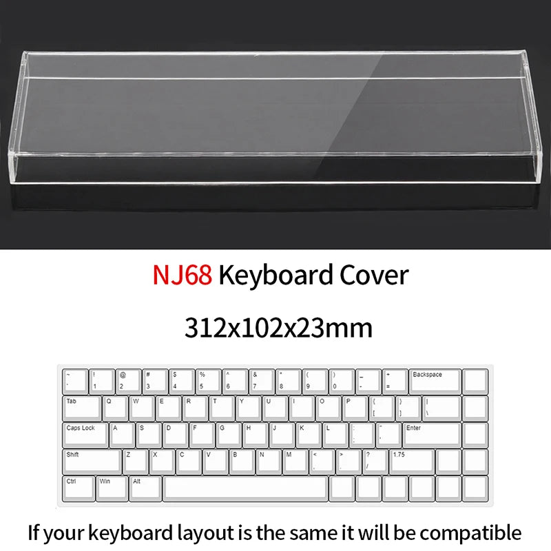 Funda protectora transparente de acrílico para teclado mecánico, cubierta antipolvo para teclado de 60/61/64 96 98104/108 teclas y cubierta para ratón
