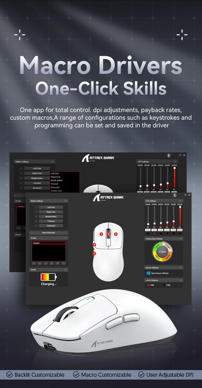 ATTACK SHARK X3 Wireless Gaming Mouse, Tri-Mode Bluetooth Gaming Mouse with PAW3395 Sensor, 26,000 DPI, 4K Polling Rate, RGB Gaming Mouse