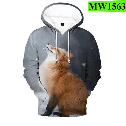 Sudaderas con capucha y sudaderas casuales con estampado 3D de zorro, cómodas y originales, estilo hip hop popular, para hombre/mujer y adulto/niño