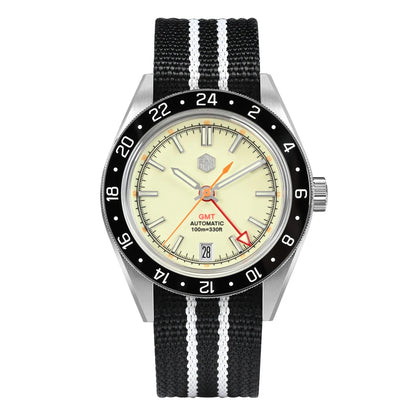 San Martin 39.5mm Limited Edition Full Lume Dial Automatic Men's Watch NH34 GMT 6H Date 10Bar Luxury Watch SN0116W