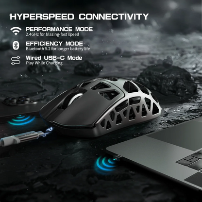 ATTACK SHARK R3 8KHz Magnesium Alloy Gaming Mouse, PAW3395 Sensor, 26000 DPI, Superlight 46g, Tri-Mode Wireless Bluetooth & Wired Mouse for PC/Mac