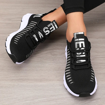 Zapatillas deportivas de mujer de malla, ligeras, con suela suave, correa para jogging, transpirables, de moda, para caminar, deportivas informales, de tenis, planas, para hombre