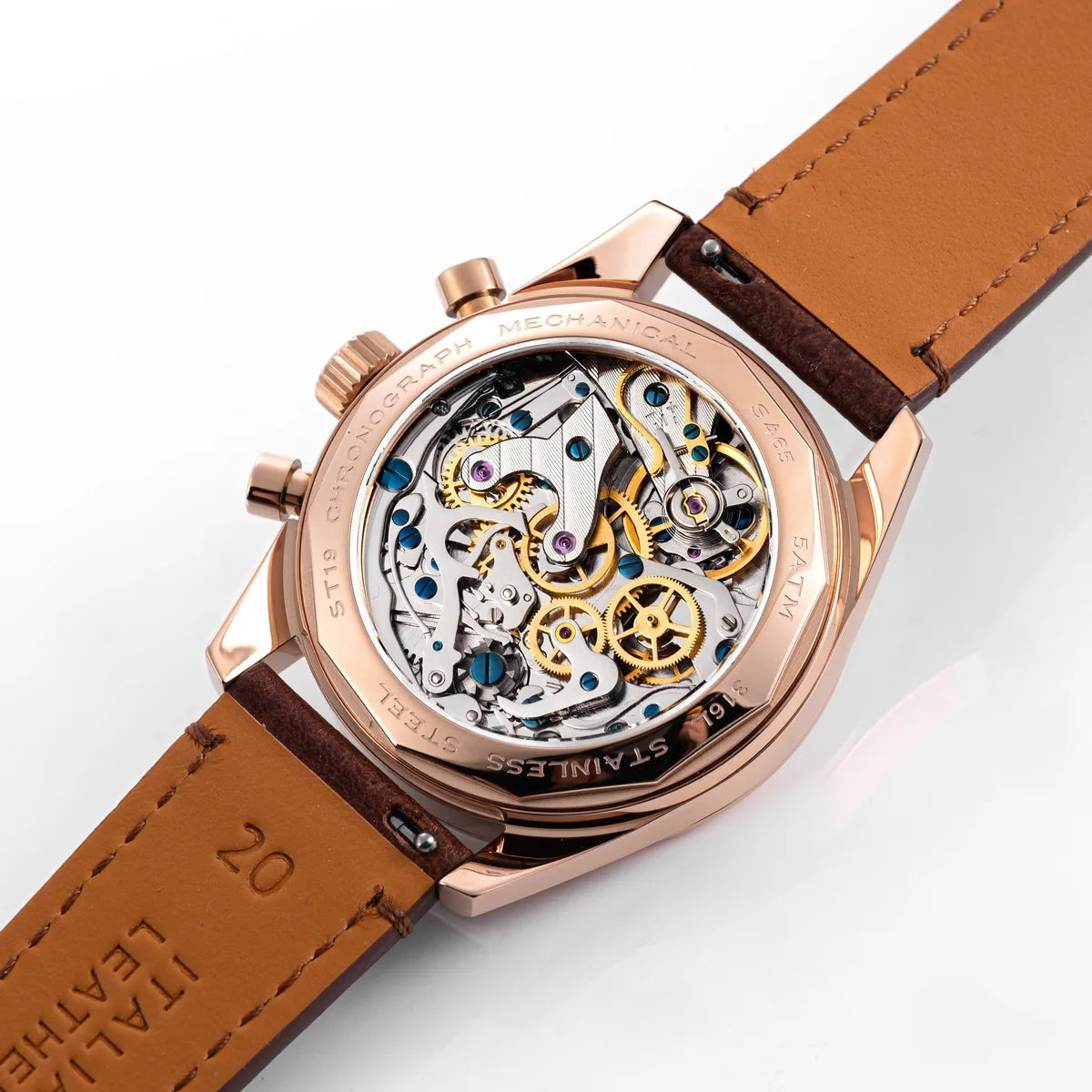 Sugess Mens Watch 38mm Chronograph Mechanical Wristwatches Tianjin Gooseneck Movement Sapphire Crystal Roulette Dial S465 new