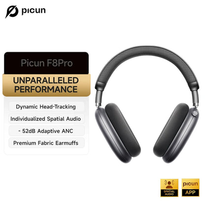 Auriculares inalámbricos Picun F8 Pro ANC con seguimiento de cabeza, audio espacial 3D, ANC -52dB, sonido HIFI, Bluetooth, micrófono HD ENC, baja latencia y APP