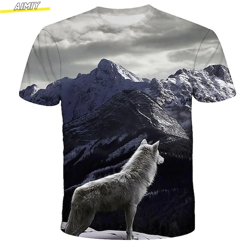 Men's Hipster Wolf 3d Printed T-shirt Printing Short Sleeve Fashion Summer Tee 3D Animal Plus Size Round Neck Daily Holiday Top
