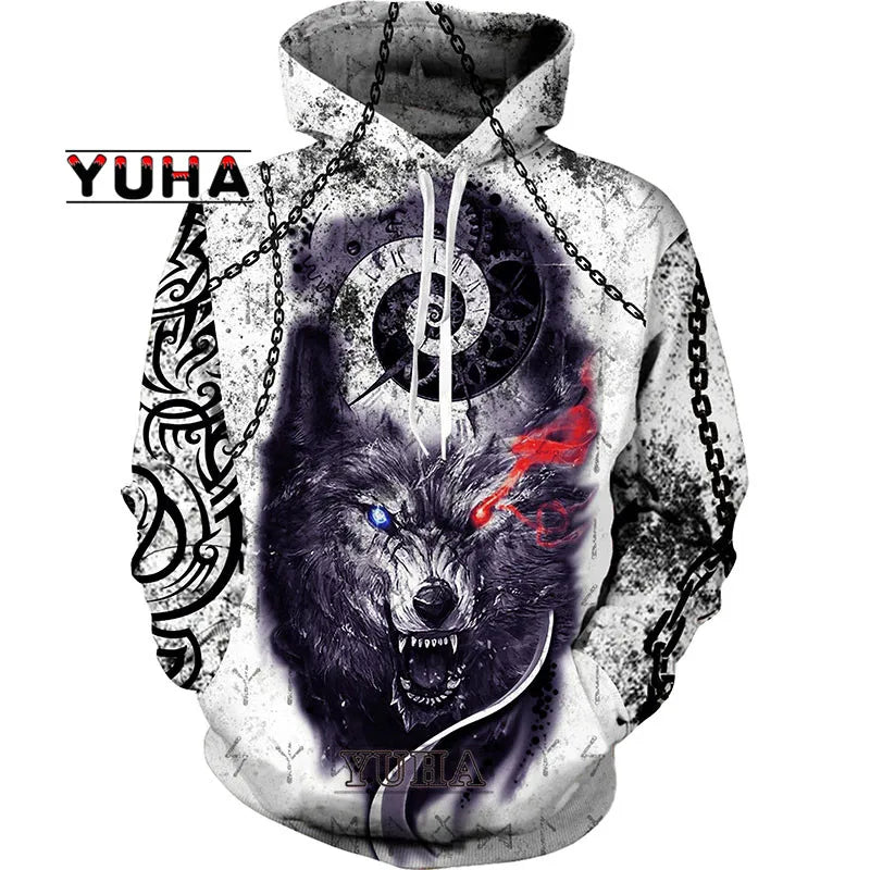 Wolf 3d Printed Hoodies Unisex Cool  Pullover Animal Graphic Sweatshirt Men’s Street Wear