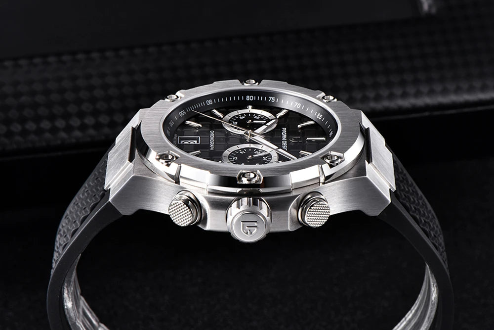 Quartzhorloges voor heren van PAGANI DESIGN – Luxe sportchronograaf, waterdicht, voorzien van lichtgevende wijzers en een saffierglas met antireflectiecoating