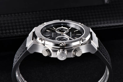 Quartzhorloges voor heren van PAGANI DESIGN – Luxe sportchronograaf, waterdicht, voorzien van lichtgevende wijzers en een saffierglas met antireflectiecoating