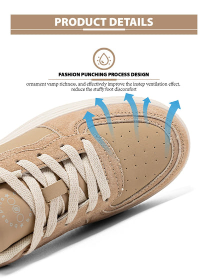 Baasploa Women’s Platform Sneakers Fashion Leather Casual Thick-Soled Shoes for Women Comfort White Skateboarding Shoes Non-Slip