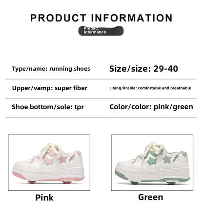 Kids Roller Skate Shoes - Rechargeable Wheels Fashion Color Shiny Birthday for Boys and Girls Two-in-one Casual Shoes