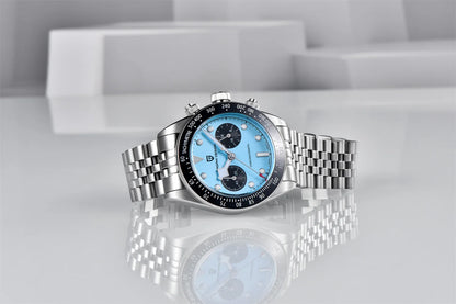 PAGANI DESIGN Men Watches 2026 New Pink BB Panda Dial Chronograph Fashion Luxury Quartz Watch For Men VK64 Movt Waterproof Watch
