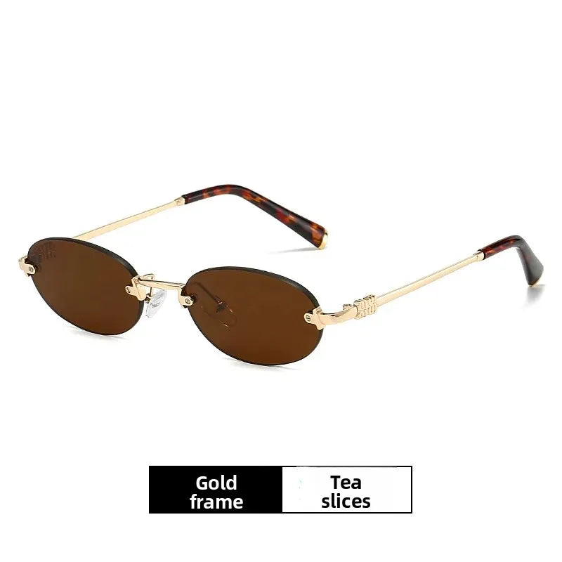 Frameless Ellipse Sunglasses, UV400 Protection Lightweight Design, Fashionable for Daily Wear & Outdoor
