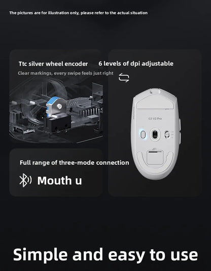 Mouse wireless MCHOSE G3 V2 PRO Bluetooth Tri Mode, ergonomic, ușor, pentru laptop, birou, gaming și accesorii pentru computer
