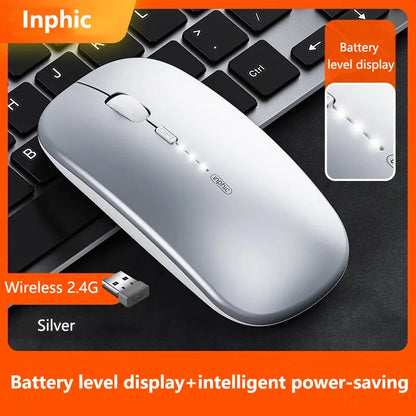 Bezdrátová tichá kancelářská myš Inphic M1P, ultratenká přenosná, USB rozhraní, ukazatel stavu baterie, nabíjení TYPE-C