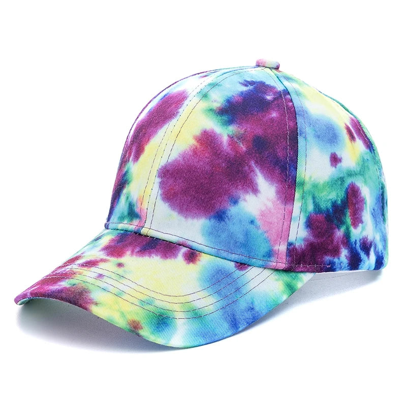 New Outdoor Casual Tie Dye Caps For Women Rainbow Colorful Baseball Cap Female Fashion Streetwear Summer Hat