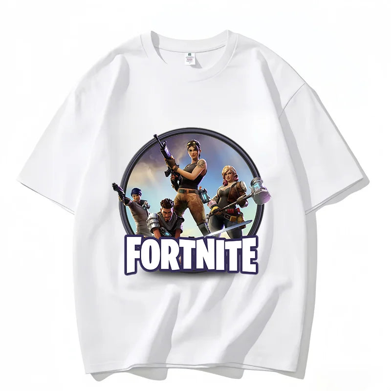 Fortnite Rundhals-T-Shirt für Erwachsene, unisex, Gaming-Dance-Mode, neu, aus reiner Baumwolle, kurzärmeliges Oberteil, perfekt für Freizeit und Urlaub