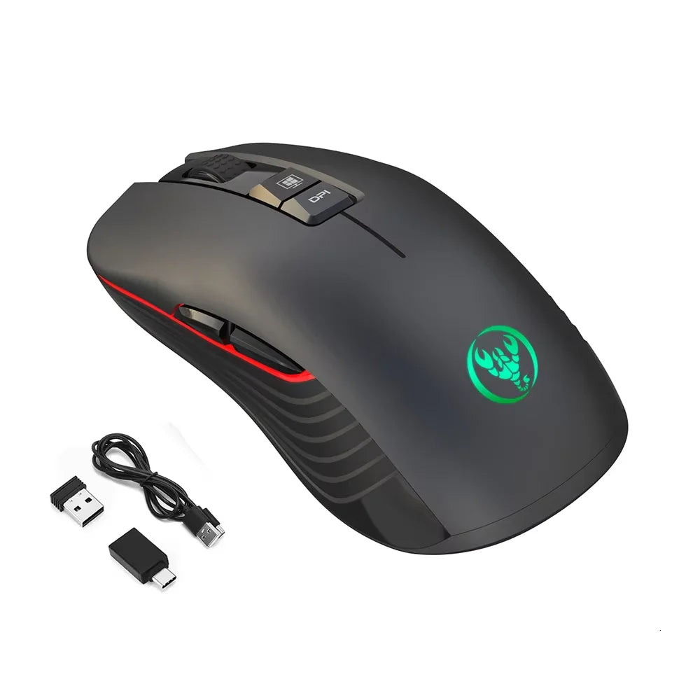 Mouse wireless USB reîncărcabil pentru mâna dreaptă, mouse Type-C pentru laptop și computer, clic silențios, iluminare de fundal, mouse gaming 3600cpi