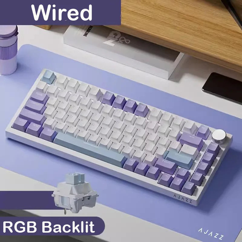 Tastiera meccanica da gaming AJAZZ AK820 Pro cablata e wireless, tri-mode, retroilluminazione RGB, switch hot-swap, layout compatto 70%, PC/Mac
