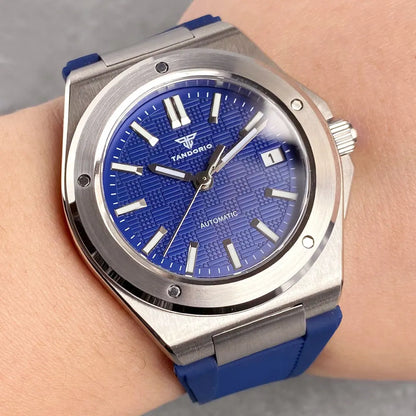 Tandorio Neue schwarze luxuriöse Business-Herrenuhr im Engineer-Stil, mechanisch, Saphirglas, 100m wasserdicht, NH35A Automatikuhren
