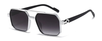 Trendy Women Luxury Polygonal Sunglasses Double Beam Men Metal Sunglass Outdoor Driving Shade Unisex
