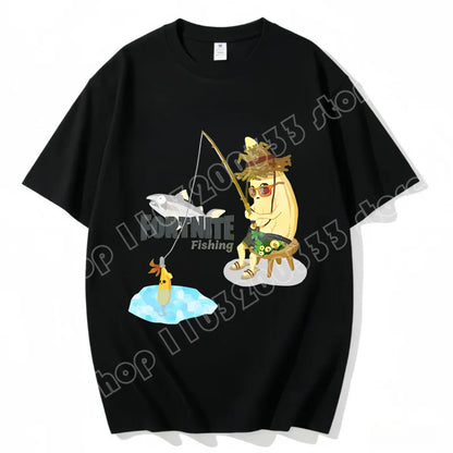 Fortnite Rundhals-T-Shirt für Erwachsene, unisex, Gaming-Dance-Mode, neu, aus reiner Baumwolle, kurzärmeliges Oberteil, perfekt für Freizeit und Urlaub