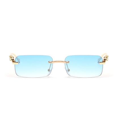 Ruiao rimless sunglasses UV400 fashion square metal glasses for men women designer man's brand sun glasses shades for outdoor