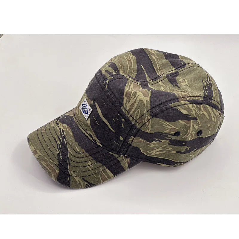 Arbejdstøj-inspireret camouflage-baseballkasket med kort skygge til mænd og kvinder, trendy unisex-solhat til udendørs brug
