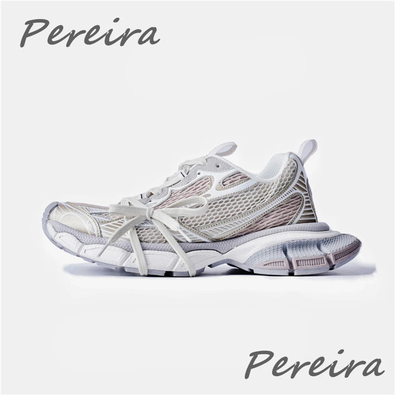 Streetstyle herensneakers met dikke zool, nieuwe gemengde kleuren, vetersluiting, casual koppelschoenen, comfortabel en ademend, voor hardlopen en wandelen