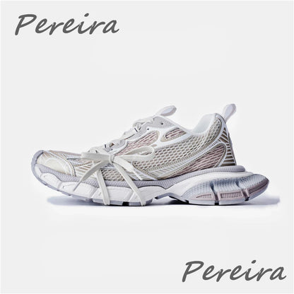 Streetstyle herensneakers met dikke zool, nieuwe gemengde kleuren, vetersluiting, casual koppelschoenen, comfortabel en ademend, voor hardlopen en wandelen