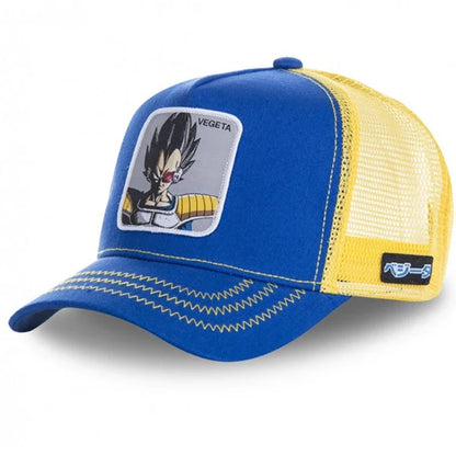 Dragon Ball Son Goku sapka, nyári utazós csúcsos sapka, férfi hímzett hip-hop stílusú napellenzős, állítható trucker hálós sapka