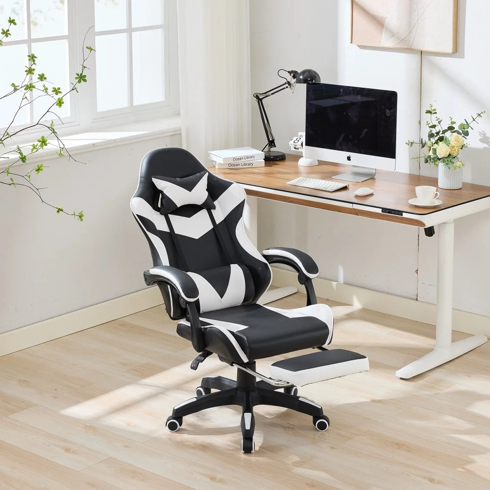 Ergonomic Rotating Gaming Chair, 360 Reclining Office Chair °   Pivoting, Height-Adjustable, Footrest, Headrest