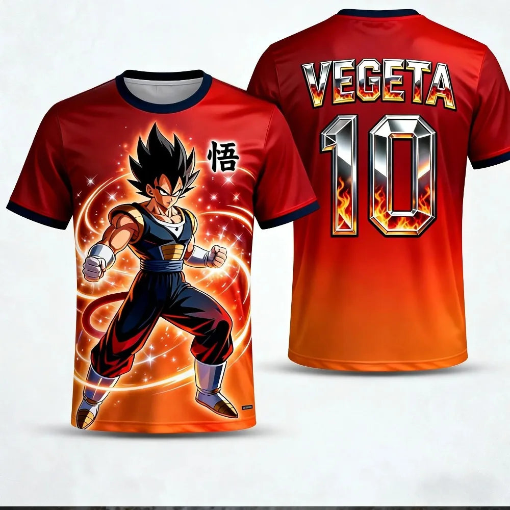 T-shirt estiva 2026 Dragon Ball da uomo traspirante con stampa 3D, casual, per famiglia, unisex, bambini, sport, calcio e allenamento